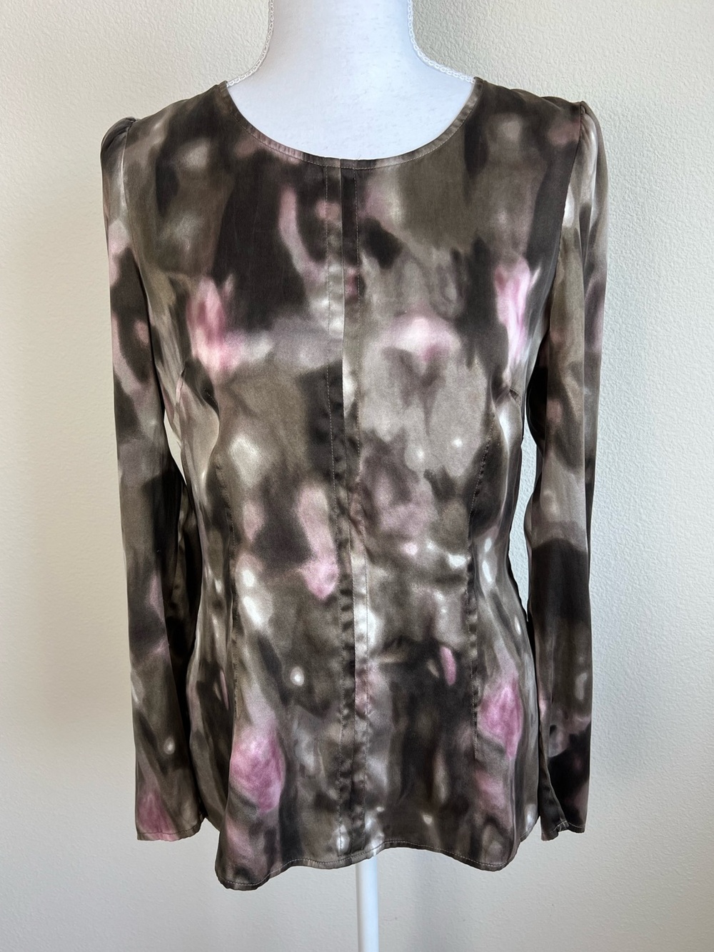 Ann Taylor Silk Artsy Abstract Blouse Sz 6 Whimsygoth Fairy Grunge Romantic Goth